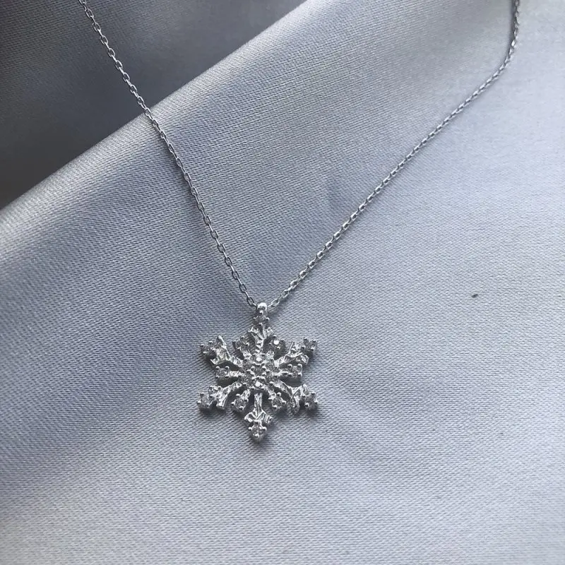 

Snow 925 Sterling Silver Necklace Women Girls Gift Jewelry Accessories Fashion Handmade Elegant Chain