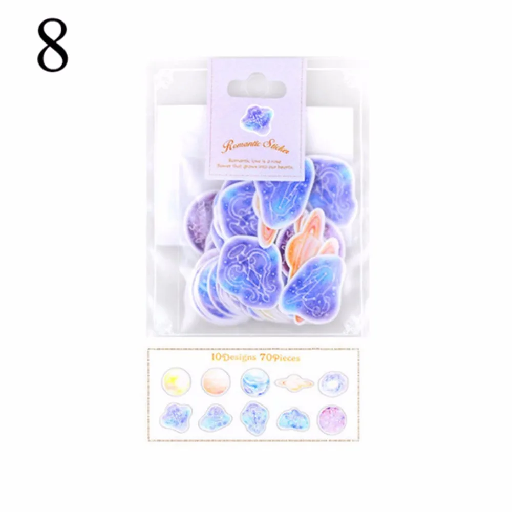 

NEW 70pcs/bag DIY Cute Kawaii Romantic Heart Star Crafts and Scrapbooking Homemade Artwork Sticker For Student Decoration