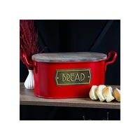 metal bread storage container box kitchen organizer potato onion wooden food bins with lid anti stale practical