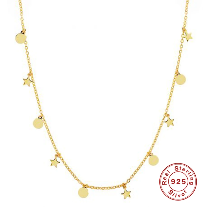 

AIDE Fashion Collares Shiny Gold Round Star Tassel Pendant Women Necklace Ladies Chain Choker Necklace Jewelry Gift naszyjnik