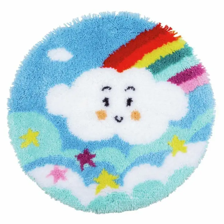 

Latch Hook Rug Little Rainbow Wall Tapestry DIY Carpet Rug Pre-Printed Canvas with Non-Skid Backing Floor Mat 80x80cm