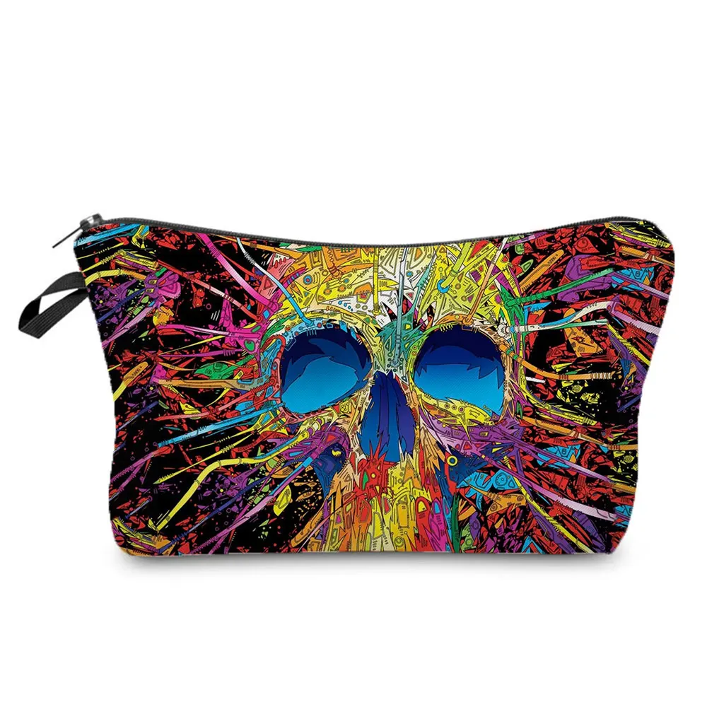 

Косметичка женская, из полиэстера, с рисунком черепа, пакет для конфет на Хэллоуин