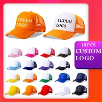 10pcs custom brand logo text design personality diy trucker hat ad baseball cap men women blank mesh adjustable hat