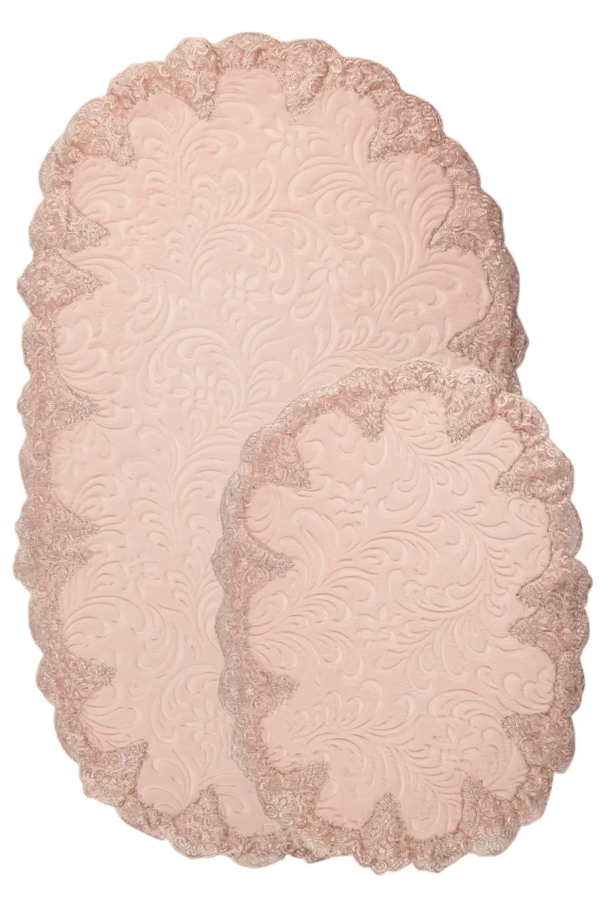 Prezzo Bonny Home Peluche Lux Ovale Rosa 2 Pezzi Tappetino Da Bagno In Pizzo Set Antiscivolo Lusso Doccia Wc Tappeto Da Bagno