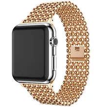 Stainless Steel strap For Apple Watch Band 40mm 44mm 5 Beads Style Metal belt Bracelet iWatch 38mm/42mm series 3 4 5 se 6 band