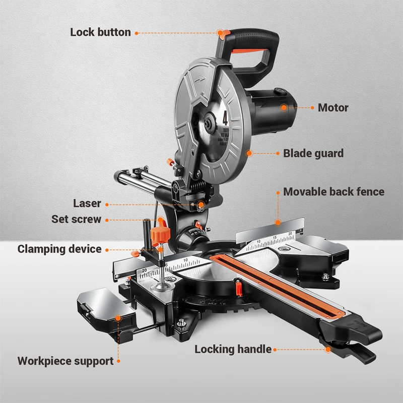 Усовершенствованная торцовочная пила 10 дюймов 15 а с двойной скоростью 3 лезвия |