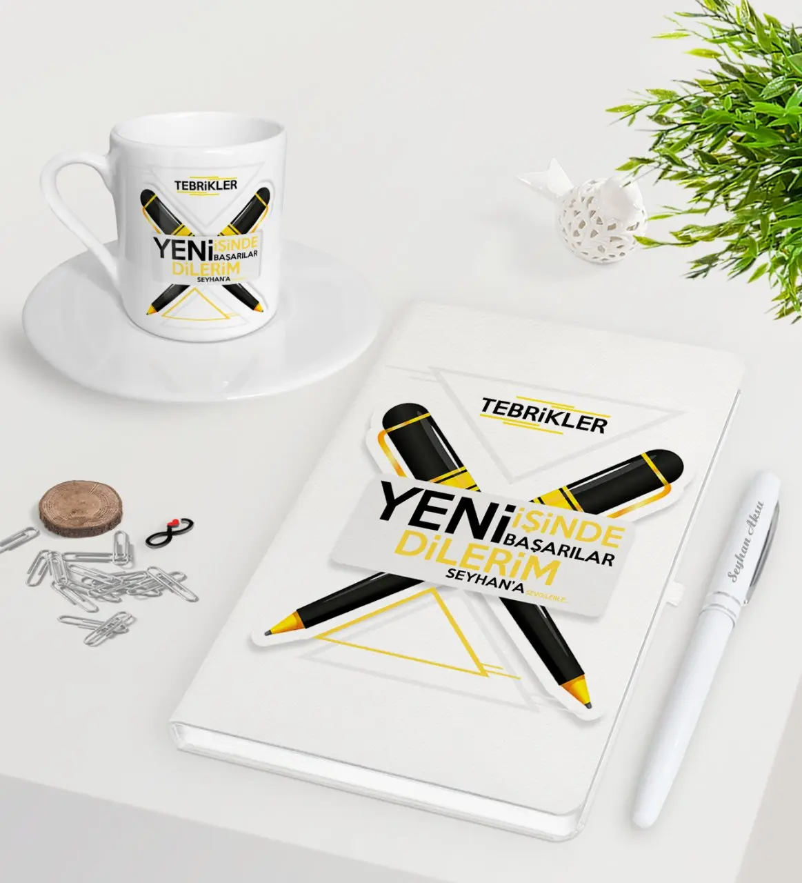 

Персонализированная новинка, она посвящает успех в белом цвете ручка для записной книжки чашка для кофе по-турецки Seti-5