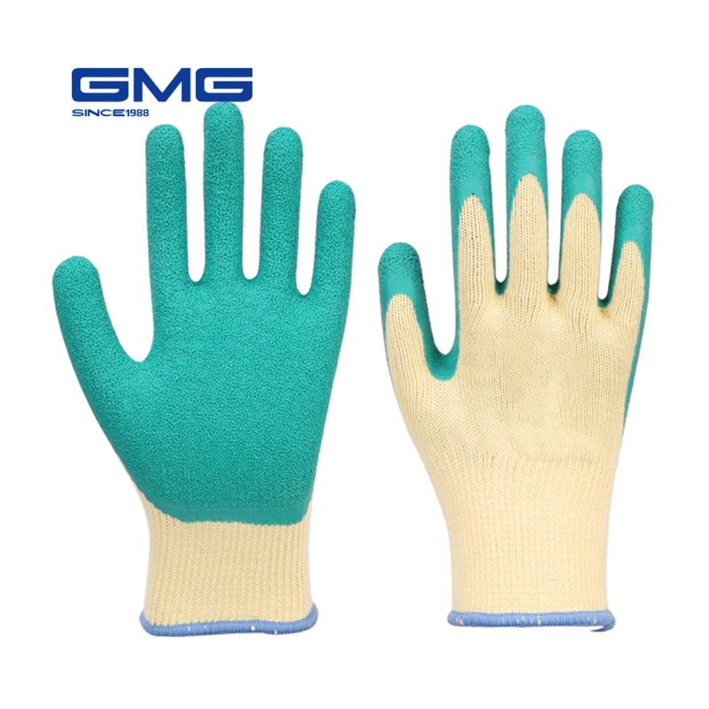 

Working Gloves Men GMG CE Certificated EN388 Polyester Latex Crinkle Rubber Gloves Work Safety Gloves Hand