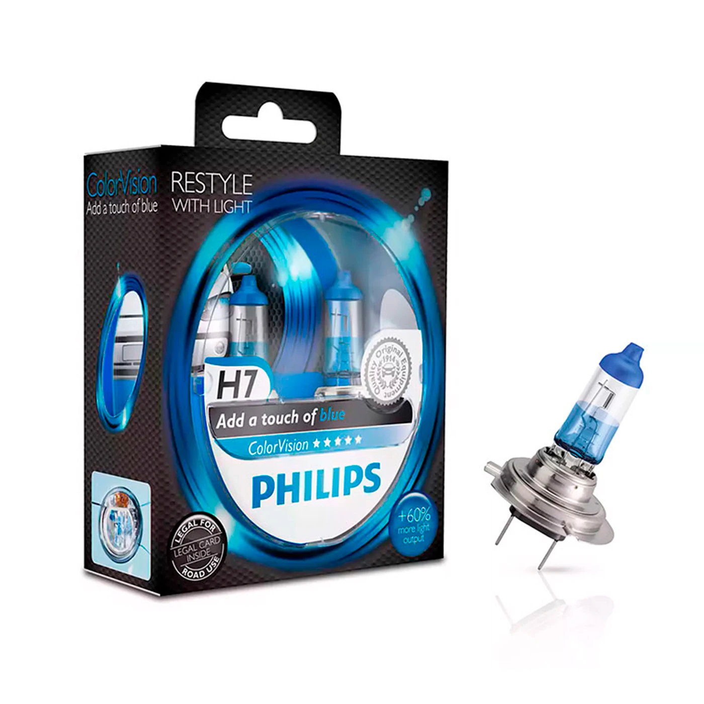 Лампа галогенная Philips ColorVision +60% H7 12V 55W PX26d 2 шт. (бокс) |