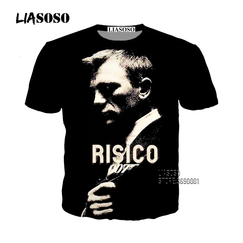 LIASOSO 3D принт унисекс фильм Джеймс Бонд 007 Spectre футболка Летняя Повседневный
