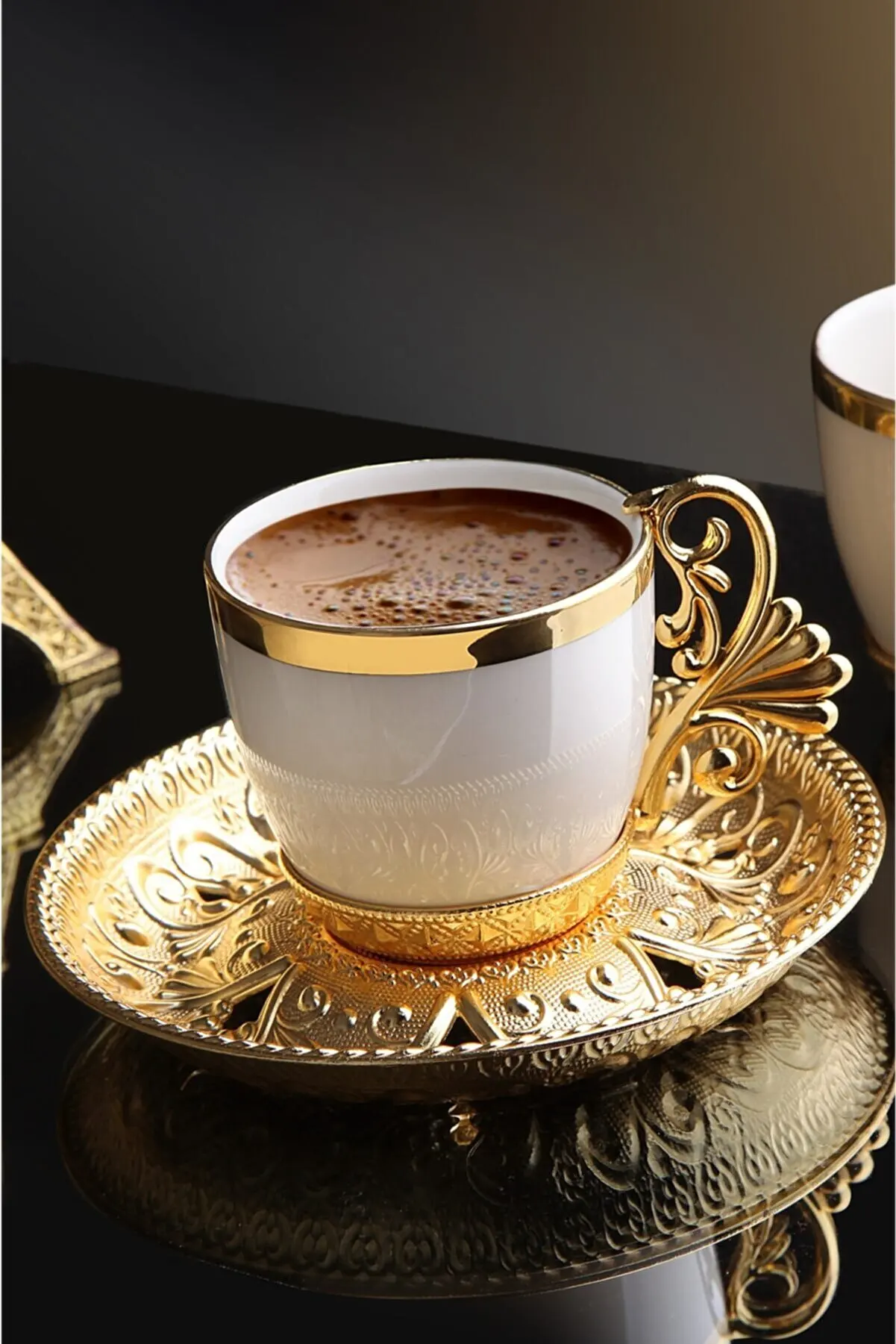 Турецкие золотые кофейные чашки 12 шт. Сервировочный набор керамические кружки