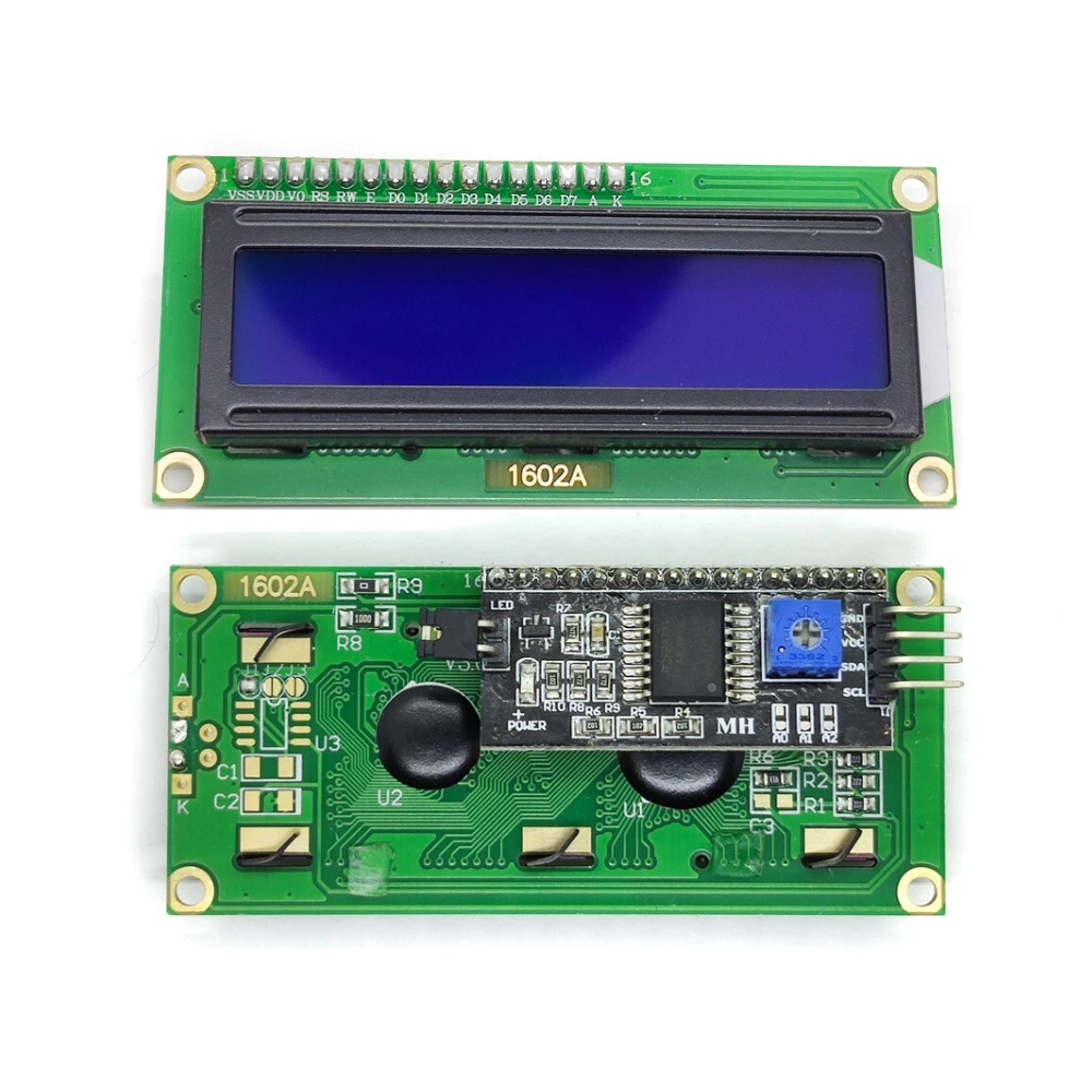 Символьный LCD дисплей 1602 16х2 знака с I2C / SPI адаптером синий | Электронные