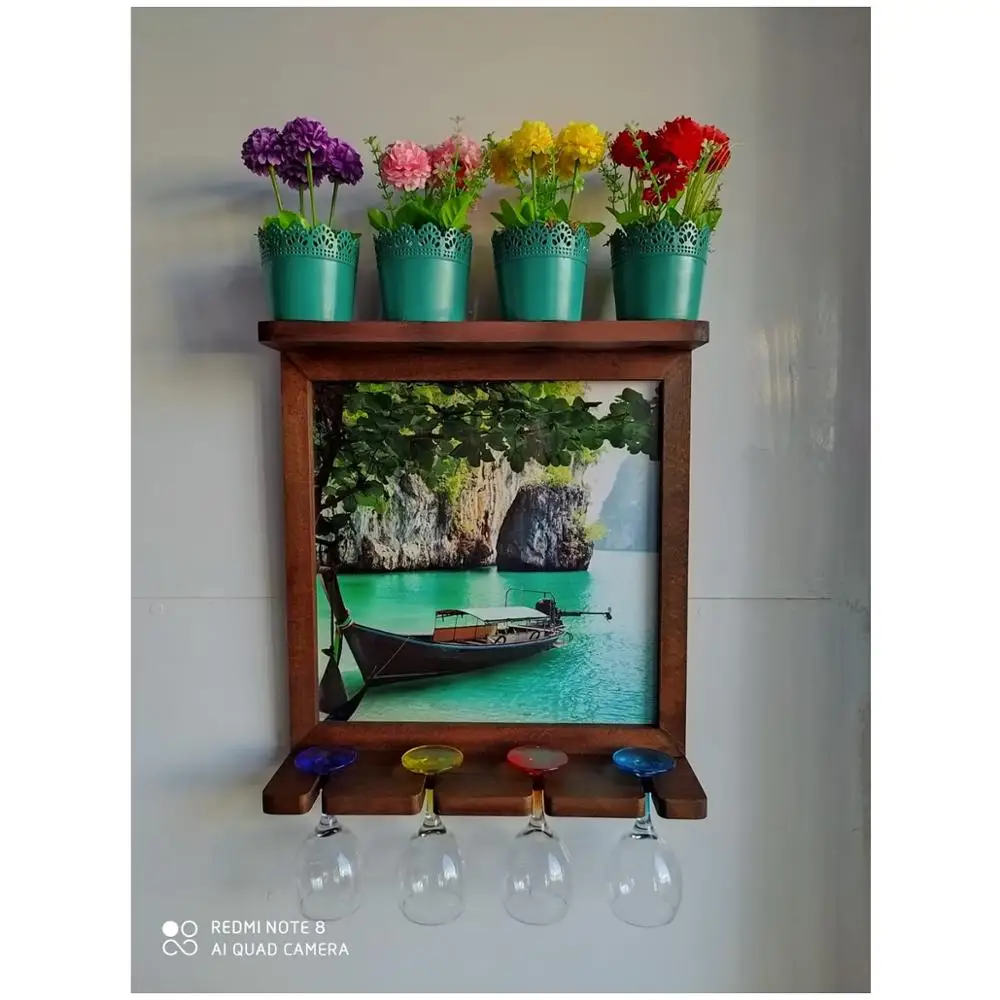 

Wall Art Pictures Wall Mounted Wine Whiskey Beer Bottle Rack Holder Bar Wine Artificial Rose Christmas Flowers Bouquet Wedding