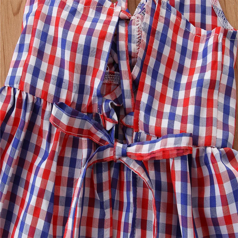 

2pcs Summer Baby Kids Girls Clothes Set Plaid Bow Vest T-shirt Tops+ Jeans Pants Outfits Fashion Toddler Girl Clothing Suit