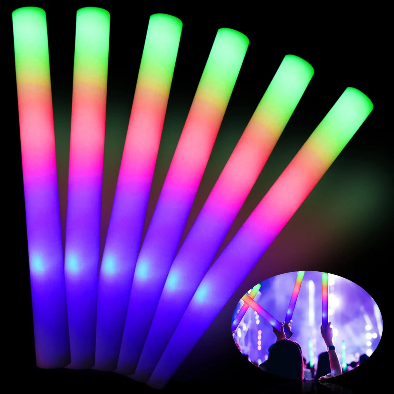 

6-50pcs Colorful Led Light Up Foam Sticks Glow Batons Cheer Tube Glow In The Dark Light For Party Concert Create An Atmosphere