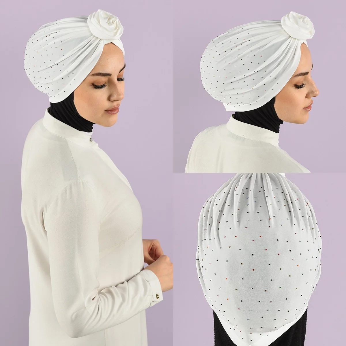 Muslim Cotton Turban Hijab Bonnet Folds Pearl Musulman Turbante Mujer Arab Wrap Head Femme Scarf Inner Hijabs Caps 2021 Solid