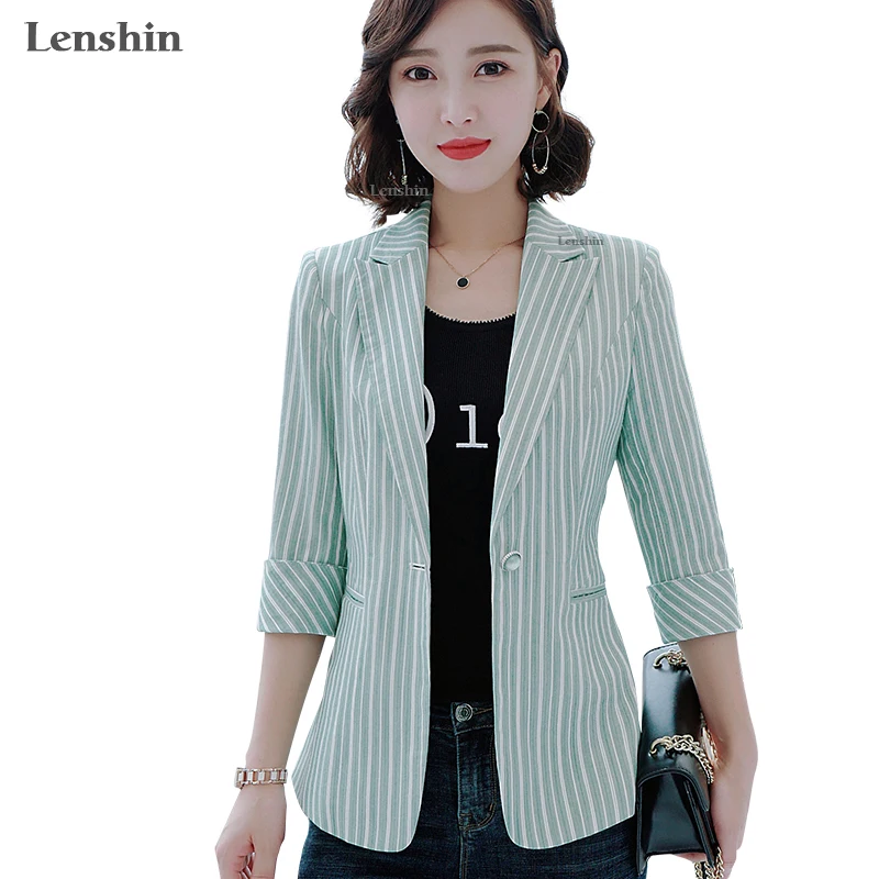 Lenshin полосатая куртка для женщин летняя одежда женское повседневное стильное