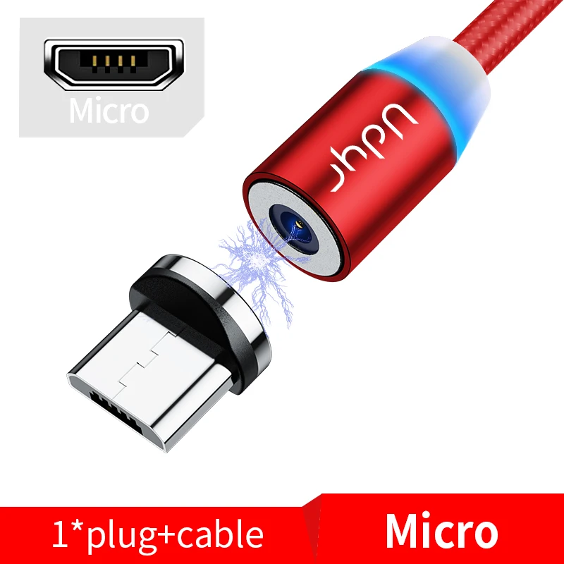 Udyr 2 м Магнитный Micro USB кабель для iPhone samsung Android мобильный телефон Быстрая зарядка usb type C кабель магнит зарядное устройство провод шнур - Цвет: For Micro Red