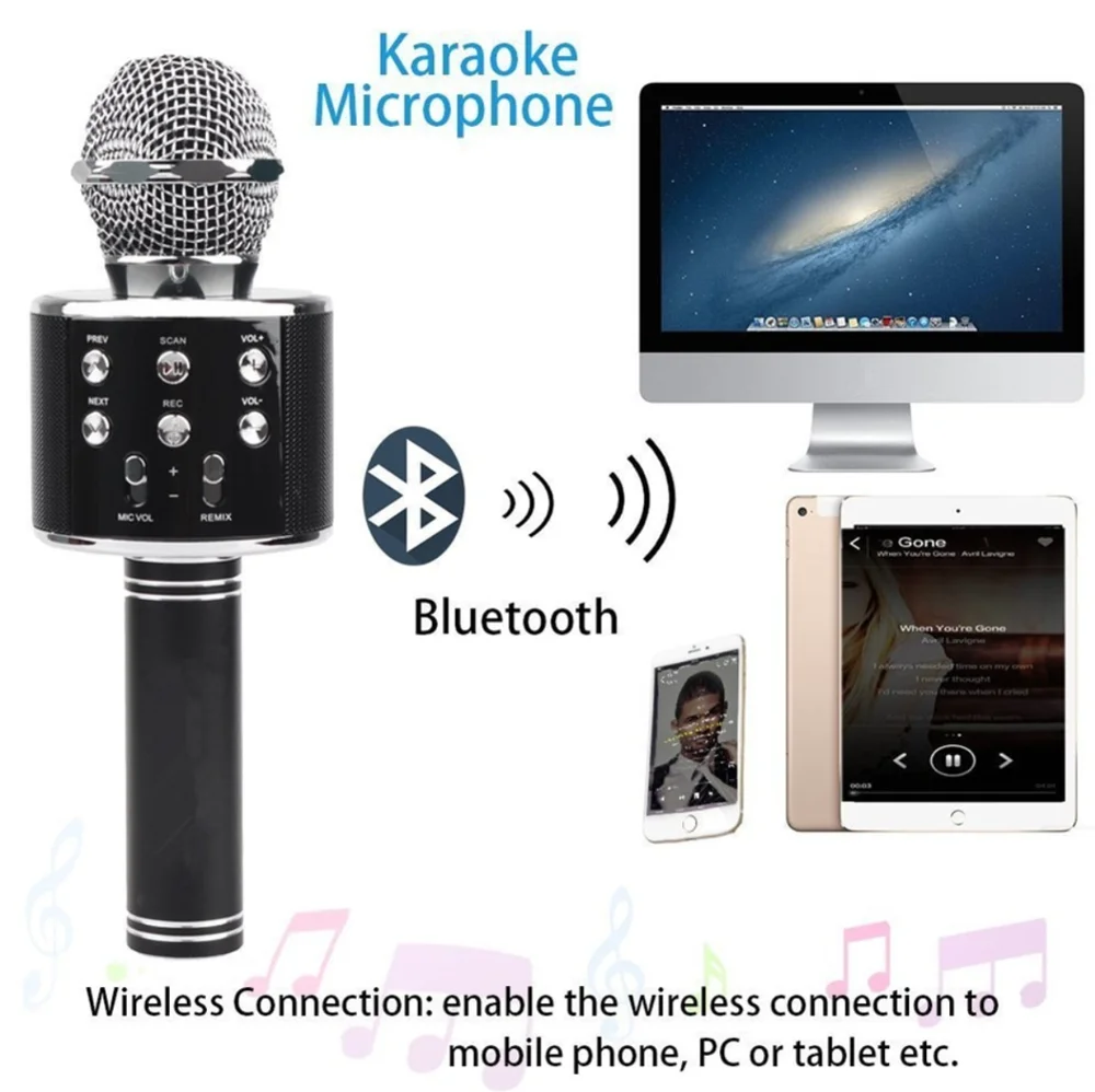 Женский модный беспроводной конденсаторный микрофон для караоке проигрыватель