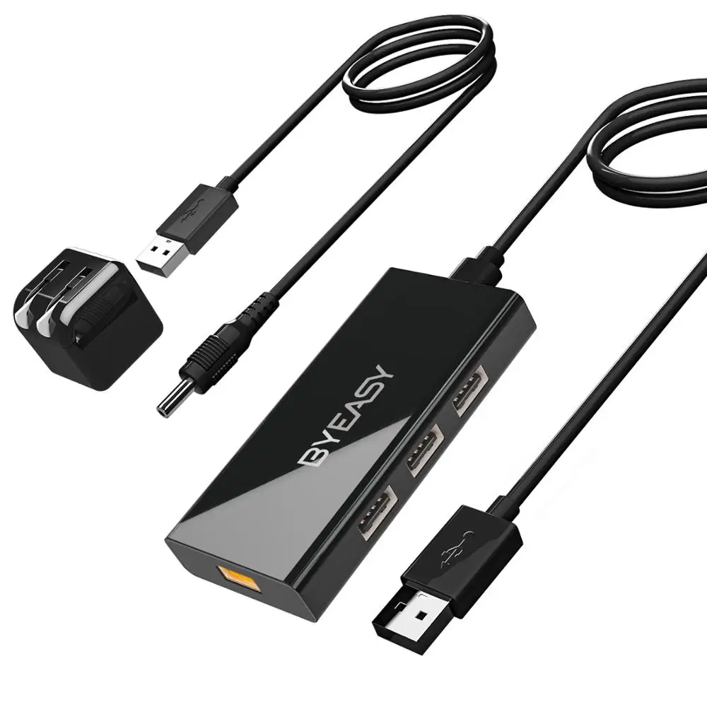 BYEASY USB 2 0 концентратор 7 портов s с кабелем длиной 3 футов адаптером питания и 1