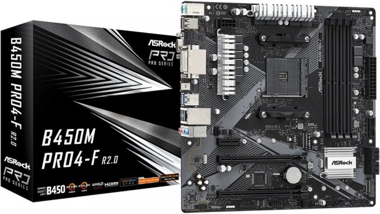Ская ская Pro4-F ASRock B450M PCI-Ex16 R2.0 (sAM4 AMD B450 ) |