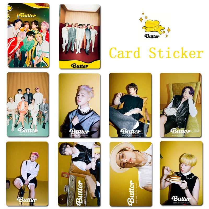 

10PCS/SET KPOP Bangtan Boys New Album Butter Crystal Card Posted RM JIMIN JIN V Jung Kook Bus Shopping Bank Cards Sticker D51
