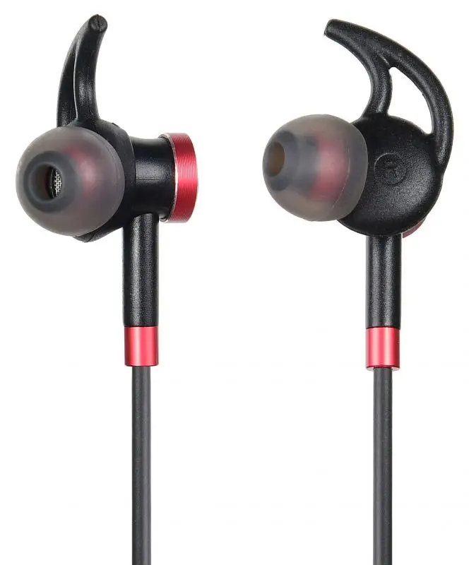 Гарнитура вкладыши Digma BT-04 черный/красный беспроводные bluetooth шейный обод (E713BT) |