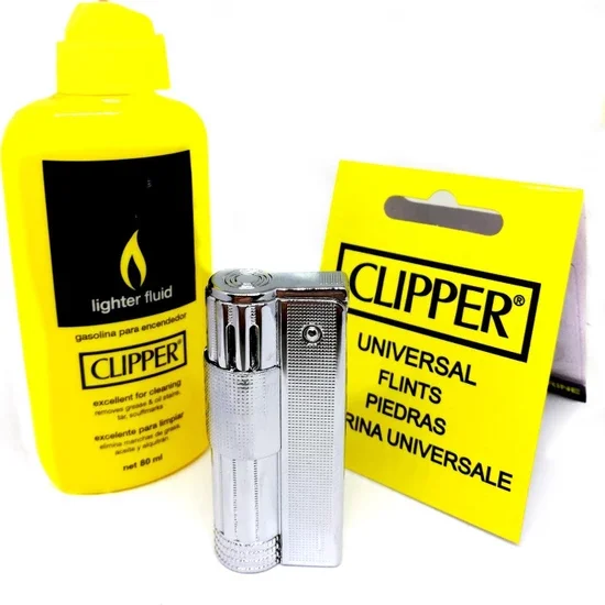 CLIPPER Gasoline Metal Lighter - Gasoline and Stone