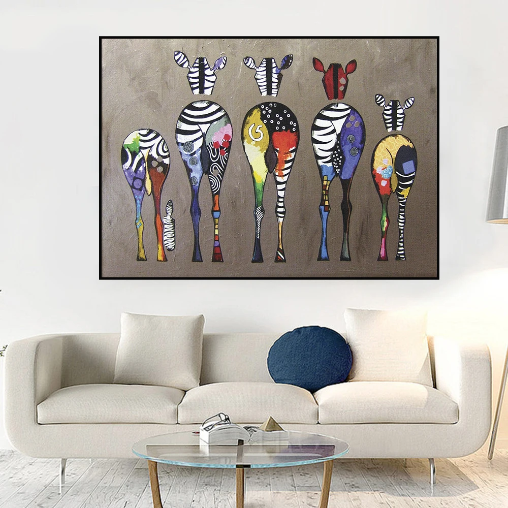 

Abstract Colorful Zebra Canvas Art Painting African Animals And Prints Art Graffiti Mural Living Room Dedroom Decor Painting