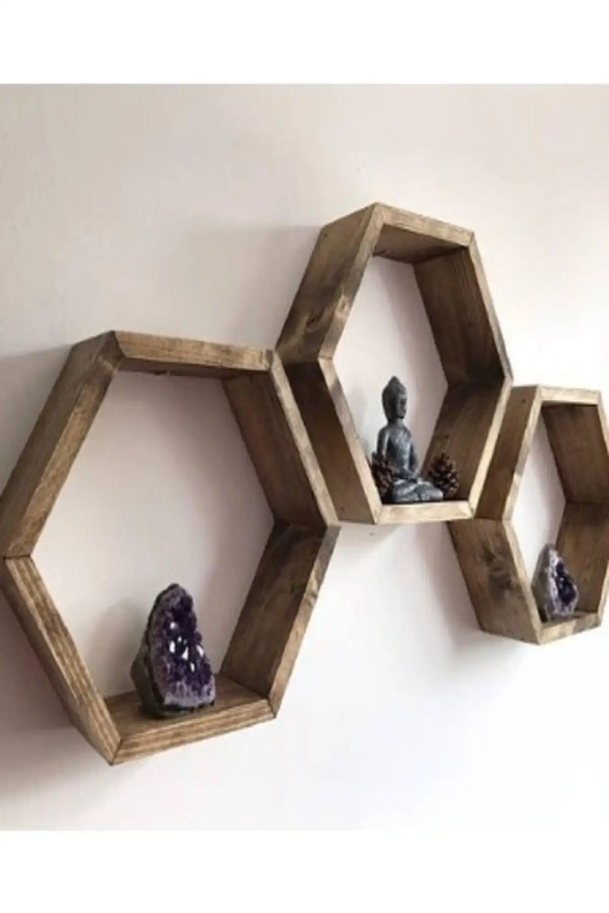 Деревянная настенная полка в виде сот книжный шкаф библиотека 3 шт. |