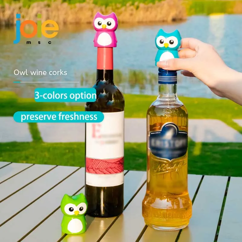 

JIOE Hoot Vacuum Wine Bottle Stopper Bottle Cap Silicone Champagne Stopper For Keeping Red Wine Fresh Retain Plug Bar Tools