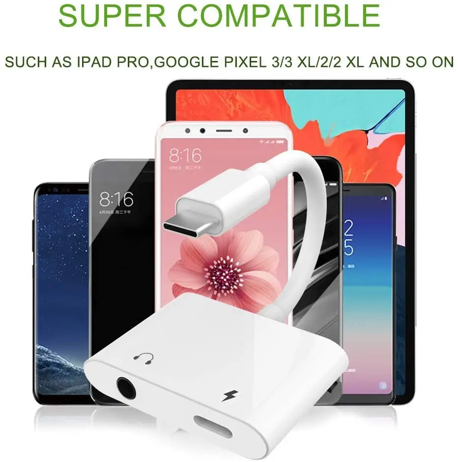 Адаптер с USB C на 3 5 мм 2 в 1 разъем для наушников типа и зарядный адаптер