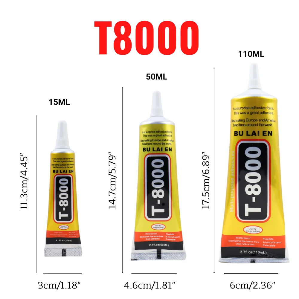 15ML 50ML 110ML Bulaien T8000 Clear Contact Phone Repair Adhesive Electronic Components Glue With Precision Applicator Tip