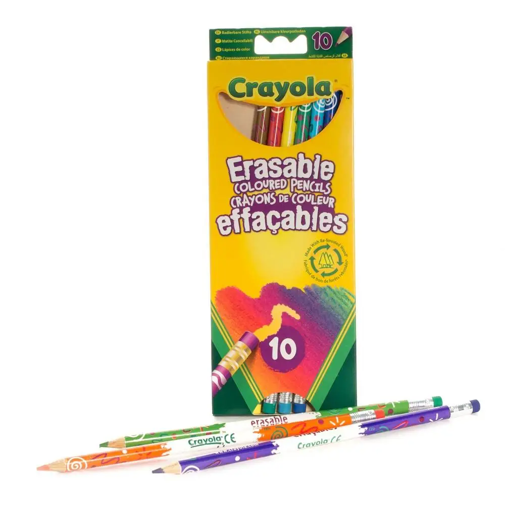 Набор цветных карандашей Crayola 10 шт. с корректорами | Канцтовары для офиса и дома