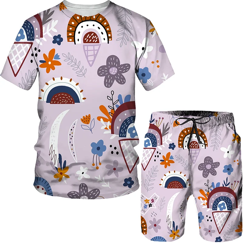 

Men Sports Summer Short-sleeved T-shirt + Shorts Two-piece Casual Suit