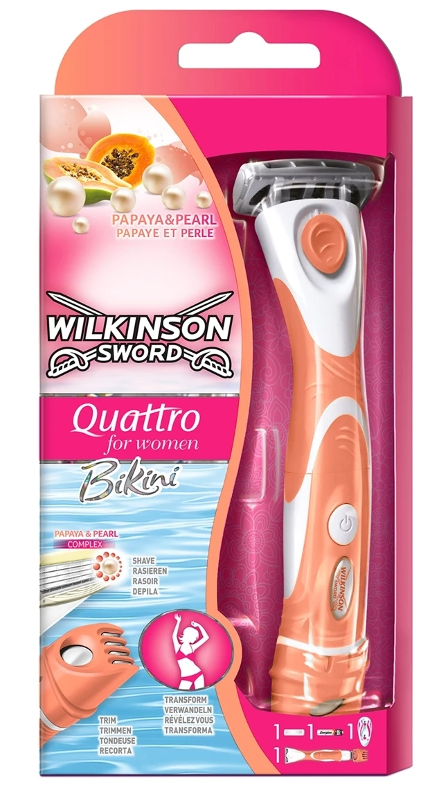 

Wilkinson Sword Quattro Women's Bathroom Shaving Knife Battery Operated Bikini Bathroom Cleaning