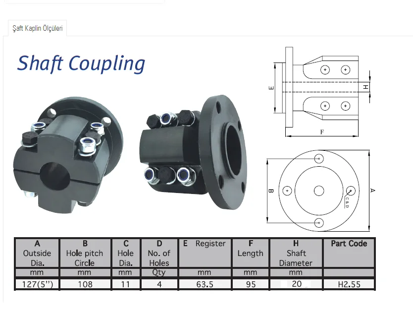 Marine Shaft Couplings For Propeller Shaft Outside Diameter 5