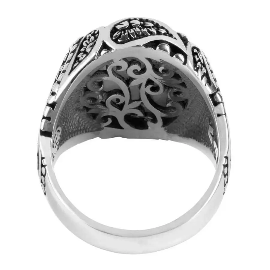 Ottoman Coat of Arms Mother White Pearl Stone 925 Sterling Silver Ring for Men ring | Украшения и аксессуары