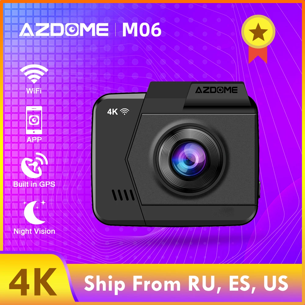 AZDOME M06 Dash Cam встроенный WiFi gps Автомобильная приборная панель камера рекордер с UHD 2160 P, 2," lcd, 170 ° Широкий угол, WDR, ночное видение