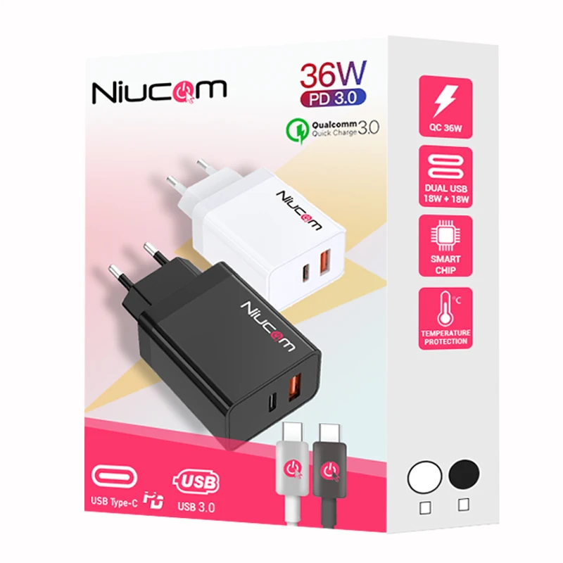 Niucom зарядное устройство для быстрой зарядки iphone 12 11 36 Вт dual usb разъем док-станция