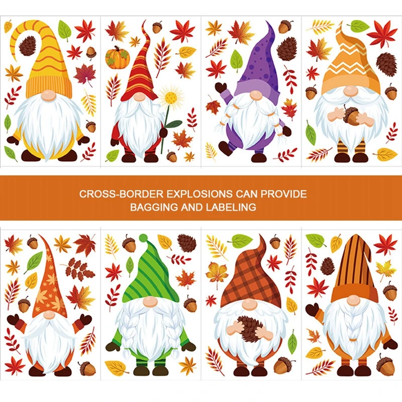 

Thanksgiving Sticker Christmas Festival Window Wall Stickers Autumn Maple Leaf Painting DIY Scrapbook Holiday Home Decorations