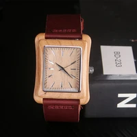 couple wood watches men universal new square design luxury watch on wooden leather quartz wristwatch mens %d1%87%d0%b0%d1%81%d1%8b %d0%bc%d1%83%d0%b6%d1%81%d0%ba%d0%b8%d0%b5