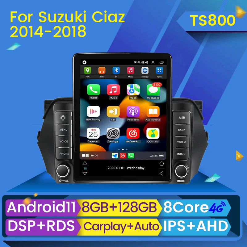 8G + 128G 2 Din Android 11 навигация GPS Автомобильный мультимедийный плеер для Suzuki Alivio Ciaz