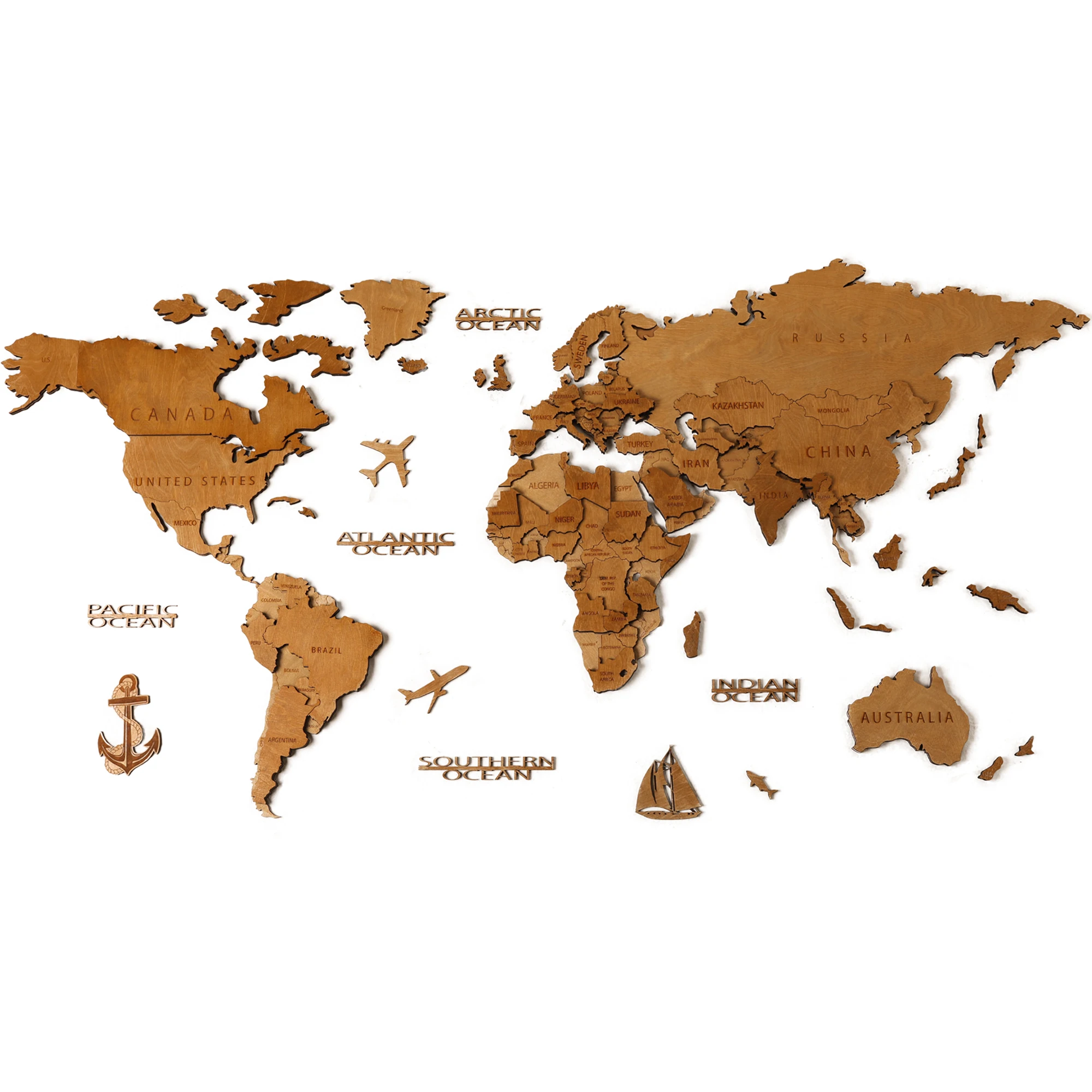 Mapa del mundo de madera, decoraci&oacute;n de pared, regalo de aniversario para marido, mapa r&uacute;stico de madera para pared, mapa de pasadores de empuje de viaje, arte de pared de madera, Boyfri-3