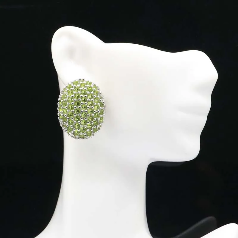 

29x22mm Highly Recommend 19g Created Green Peridot Pink Tourmaline Fine Jewelry Dating Silver Earrings Eye Catching