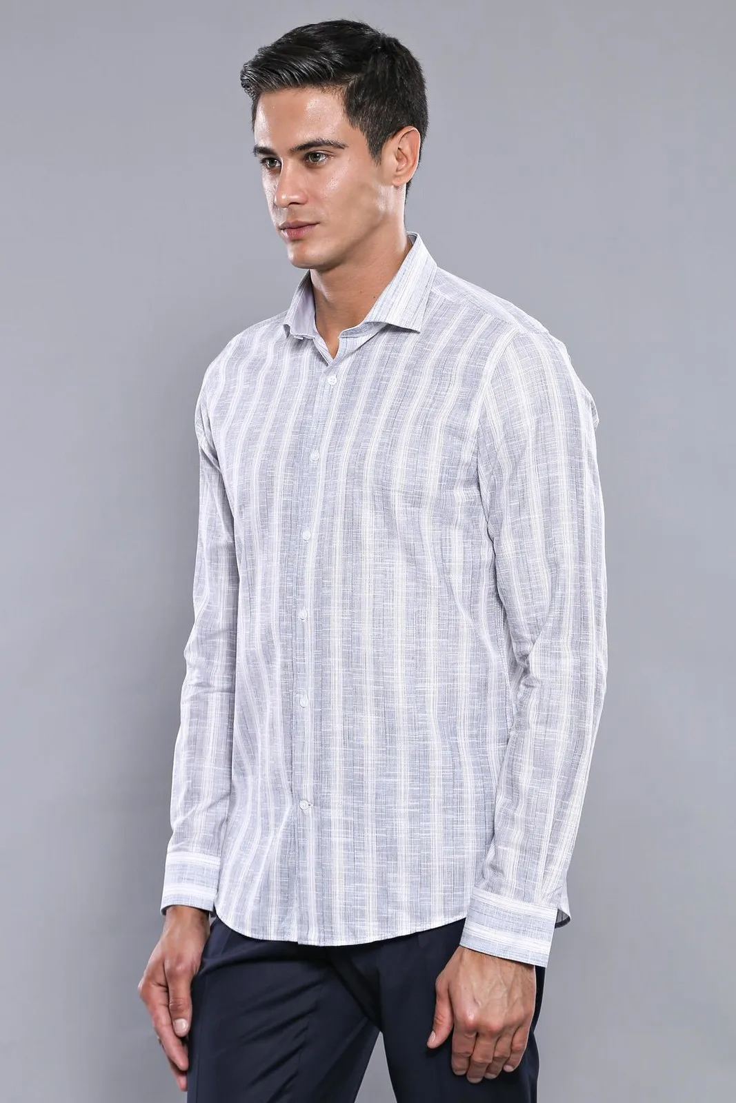 

Plaid Navy Blue Print Long-Sleeve Male Shirt Unimart Shop | Wessi