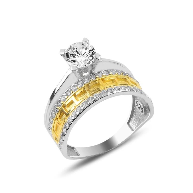 

Серебряное 925 пробы циркониевое полукруглое обручальное кольцо