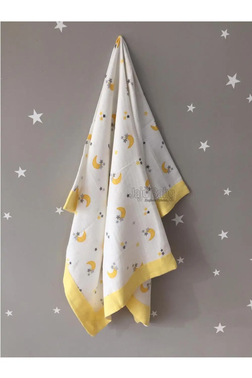 

Jaju Baby Yellow Moon Pattern Muslin Throw