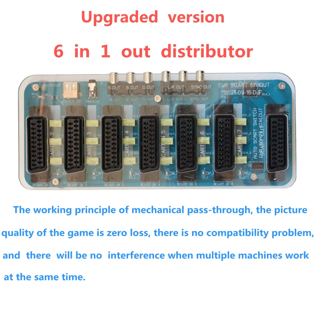 Обновленная версия 6 в 1 автоматический переключатель 6-сторонний Скалка (ЕС) вход и 1-выход (1 * скальный выход ЕС + 1 * Выход JAP SCART)