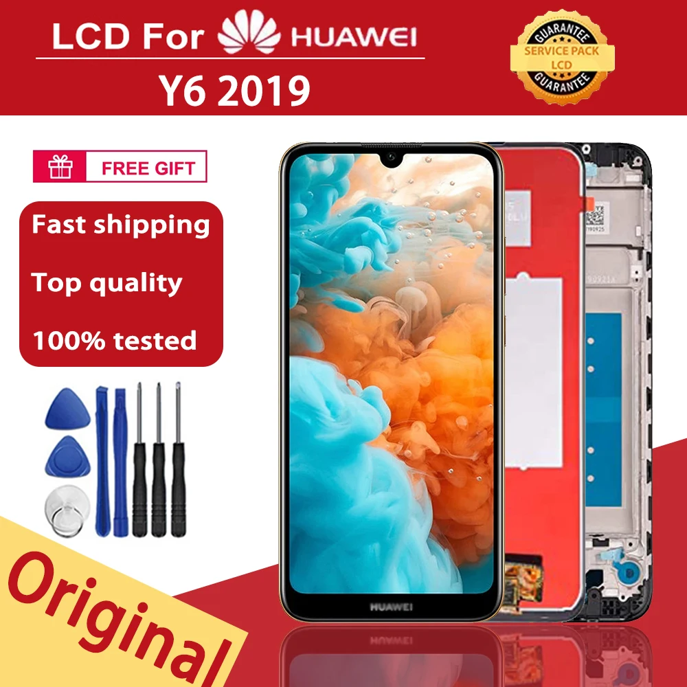

6,09 "Оригинальный дисплей для HUAWEI Y6 2019 / Y6 Pro 2019, ЖК-экран с сенсорным дигитайзером в сборе для Huawei Y6 Prime 2019, ЖК-дисплей